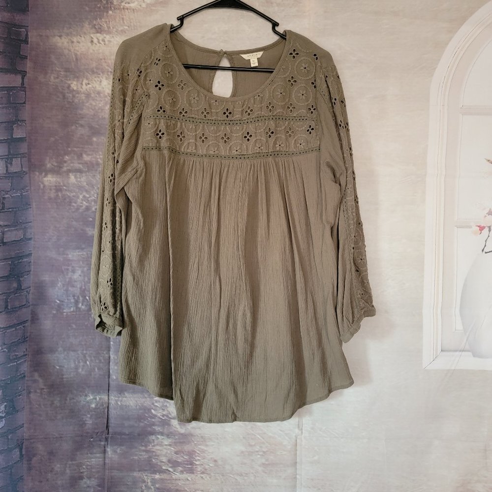 Sonoma Olive Green Blouse Size XL